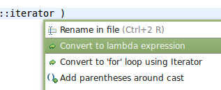 Screenshot of Eclipse Quick Fix for Lambda expressions